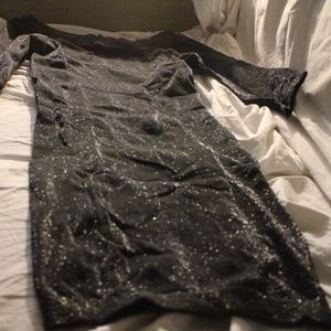bebe Black and metallic Sexy Bodycon 3/4 Sleeve Co